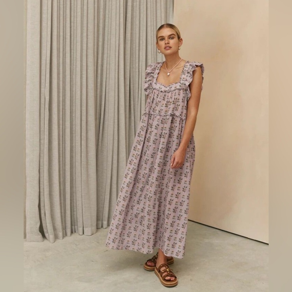 VRG GRL Yasminah Smock Midi Dress Lilac